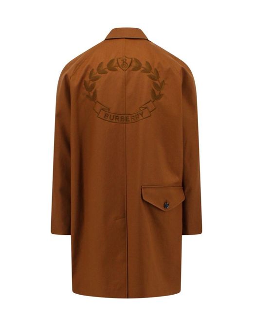 Burberry Brown Clapham Logo-embroidered Cotton-gabardine Coat for men