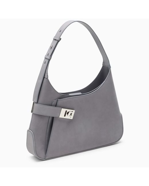 Ferragamo Gray Grey Leather Shoulder Bag