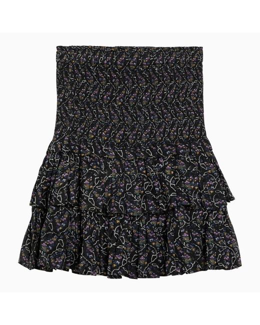 Isabel Marant Black Miniskirt With Multicolour Print