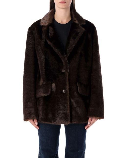 Stand Studio Black Evyn Faux Fur Jacket