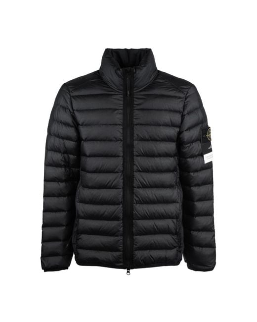 Stone Island Black Loom Woven Chambers Recycled Nylon Down-Tc Hooded Jacket for men