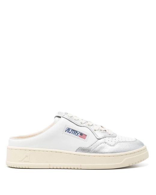 Autry White Medalist Leather Mule Sneakers