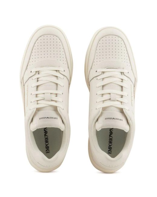 Emporio Armani White Suede Sneaker Shoes for men