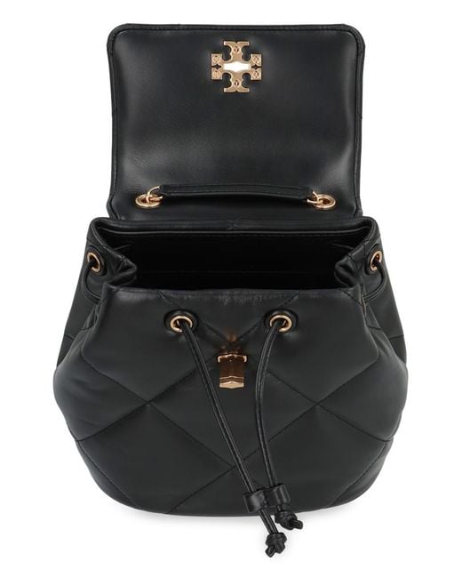 Tory Burch Black Mini Kira Diamond Quilt Leather Backpack