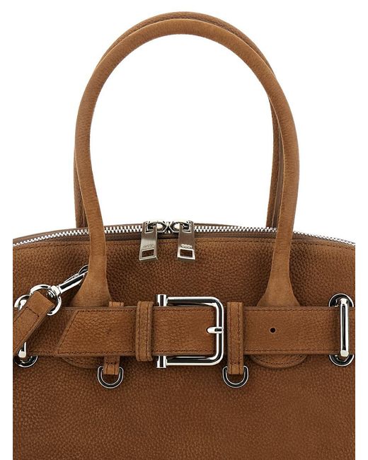 OSOI Brown 'Zip Brocle' Handbag With Belt With Metal Buckle And Top Shoulder Strap