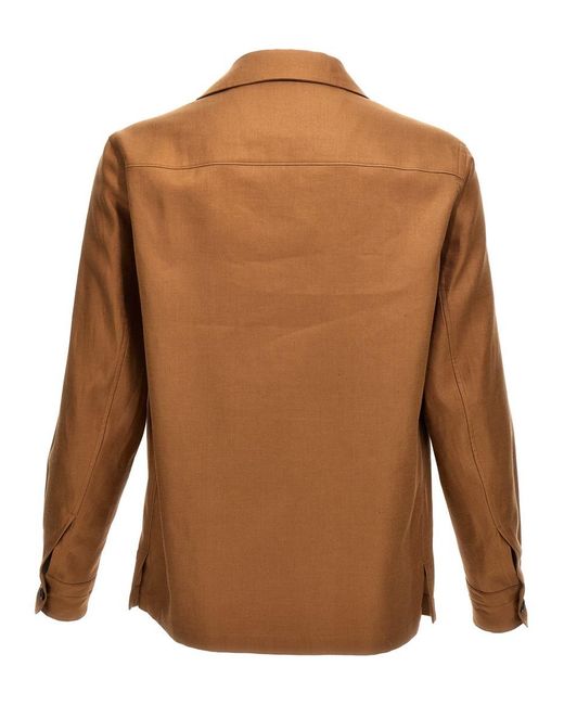Zegna Brown Linen Jacket for men