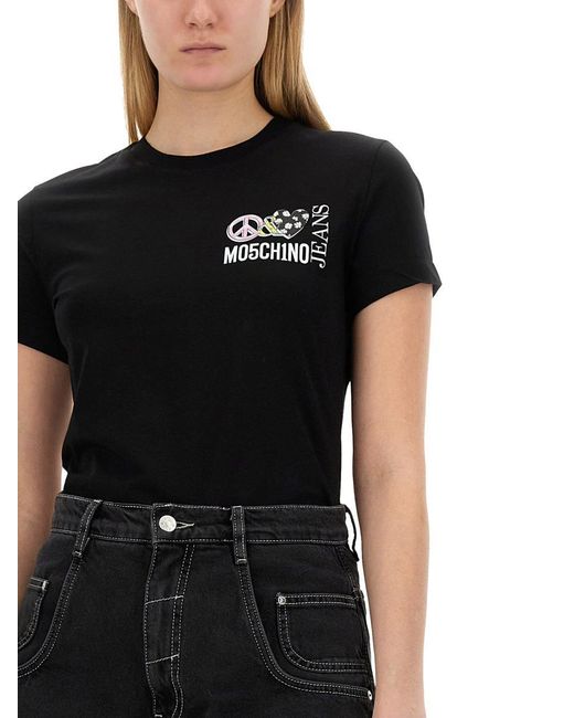 Moschino Jeans Black T-shirt With Logo