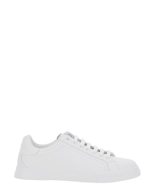 Dolce & Gabbana White 'Portofino Light' Sneakers With Logo Patch On The Tongue And Tonal Logo Lettering On The Heel for men