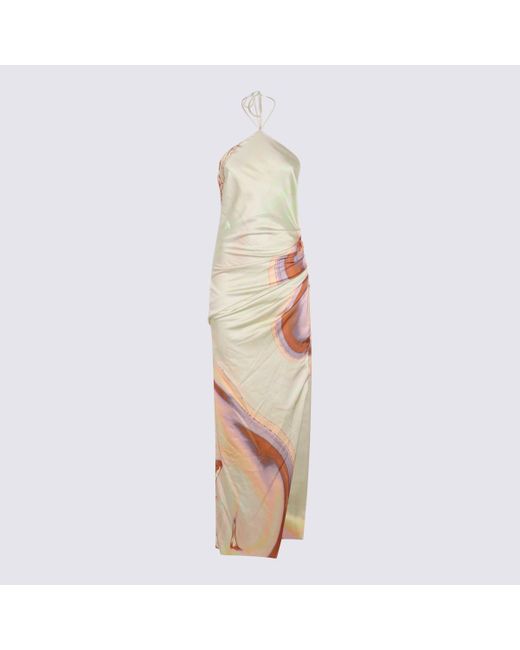 Jonathan Simkhai White Multicolour Nylon Mischa Marble Long Dress