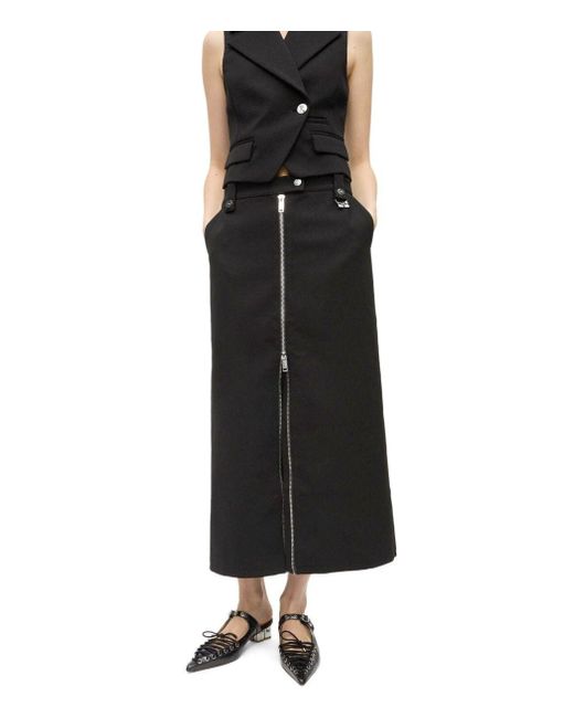 Ganni Black Crepe Midi Skirt
