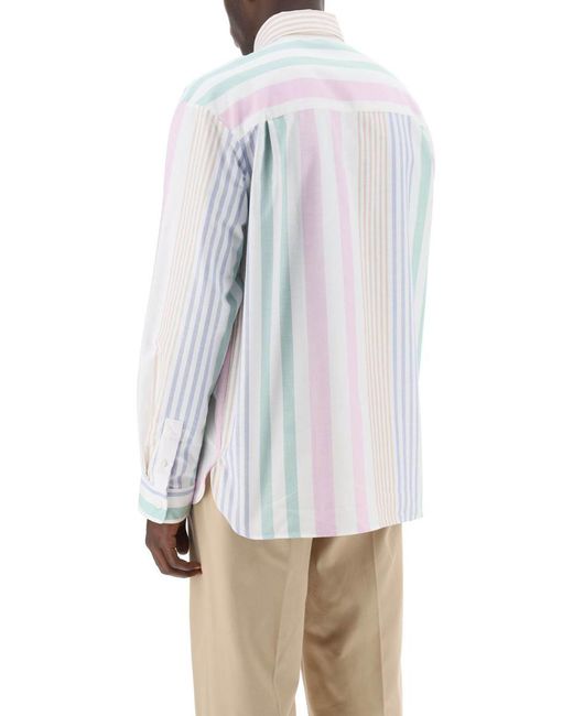 A.P.C. White Mateo Striped Oxford Shirt for men