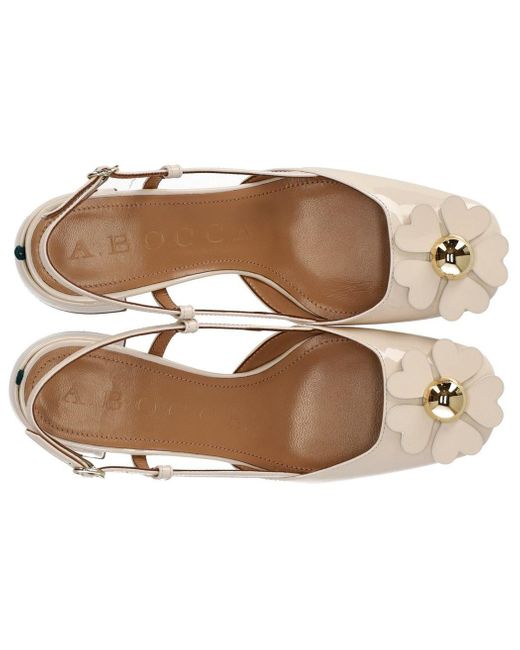 A.Bocca Natural Ivory Slingback Pump With Flower
