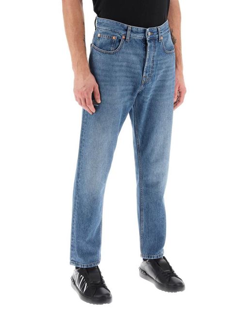 Valentino Garavani Blue Tapered Jeans With Medium Wash for men
