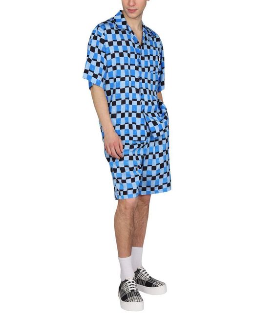 Marni Blue Check Print Bermuda Shorts for men