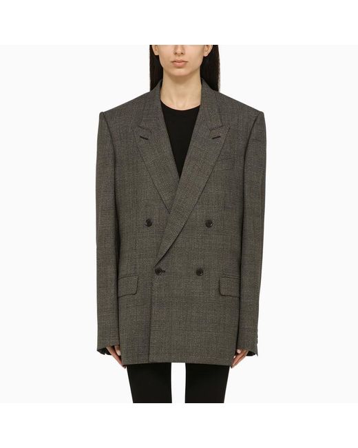Balenciaga Green Prince Of Wales Double-breasted Jacket In