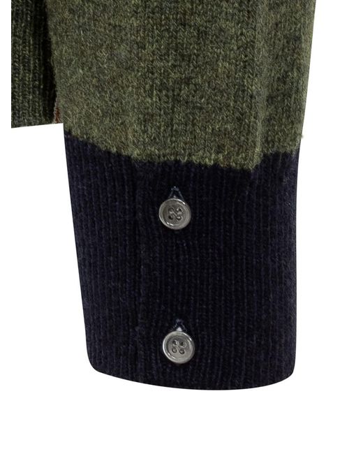 Thom Browne Green Sweater With Contrast Detailing for men