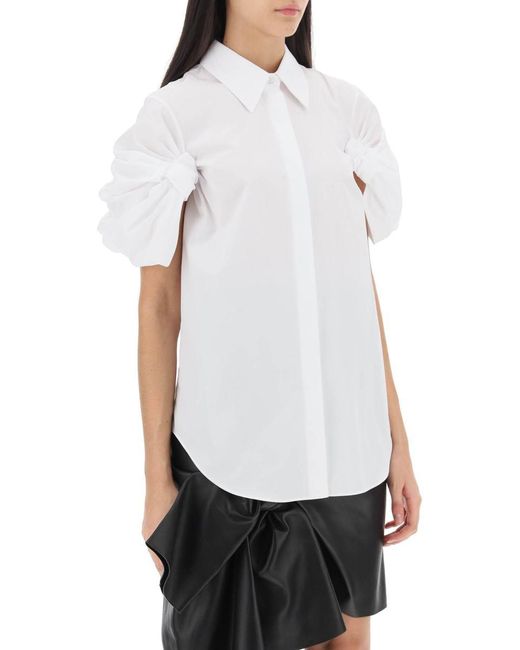 Alexander McQueen White Shirt With Knotted Short Sleeves