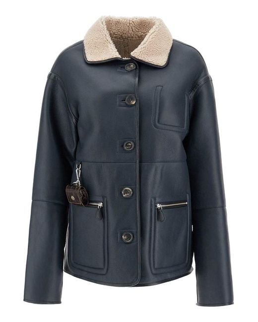Saks Potts Blue Ada Reversible Shearling Jacket