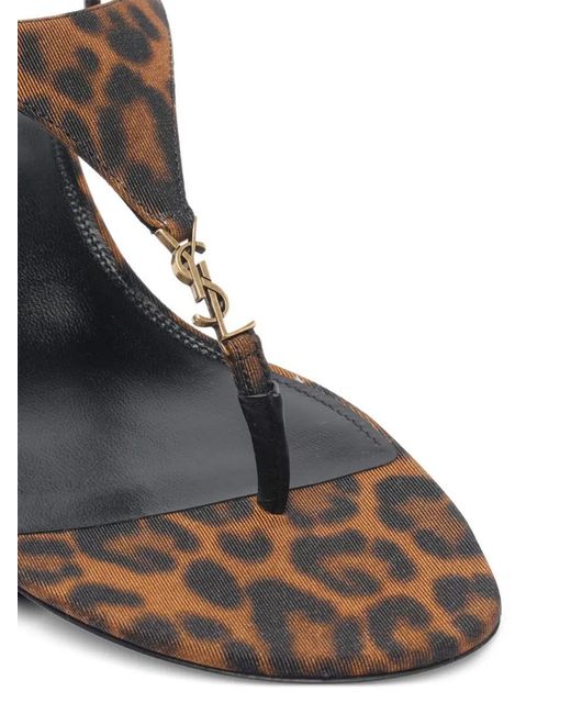 Saint Laurent Multicolor Fabric Shoes Sandles Mid Heel Leather Sole