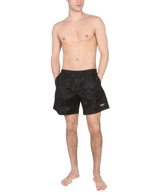 Alexander McQueen Black Logo-jacquard Swim Shorts for men
