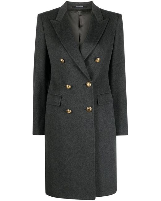 Tagliatore Black Double-breasted Wool-blend Coat