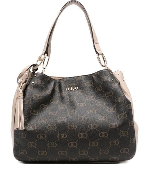 Liu Jo Black Logo-Plaque Tote Bag