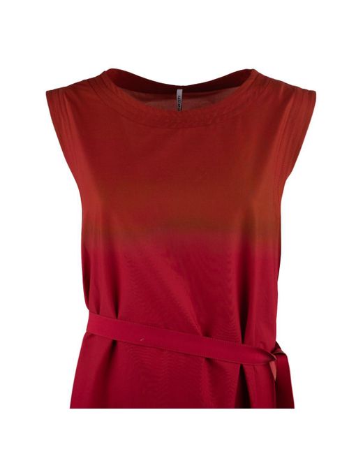 Liviana Conti Red Printed Stretch Poplin Midi Dress