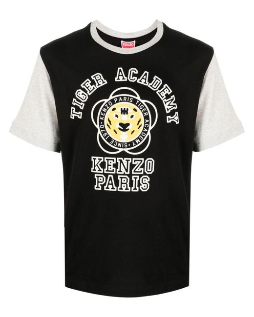 KENZO Black Tiger Academy Cotton T-shirt for men
