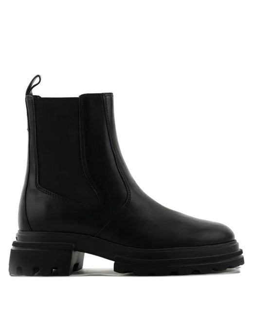 Hogan Black Leather Chelsea Boots