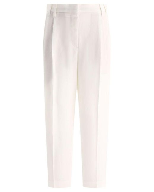 Brunello Cucinelli White Slouchy Trousers