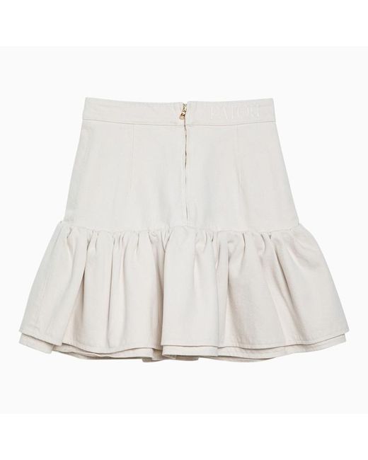 Patou Natural Cotton Flounced Mini Skirt