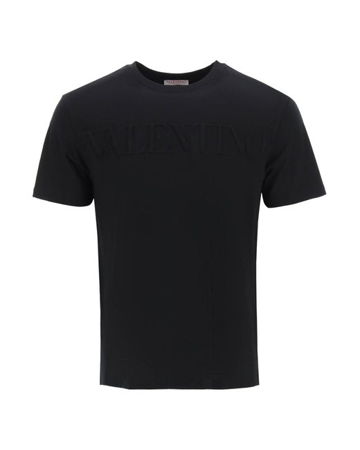 Valentino Cotton Embossed Logo Tshirt in Black for Men Lyst