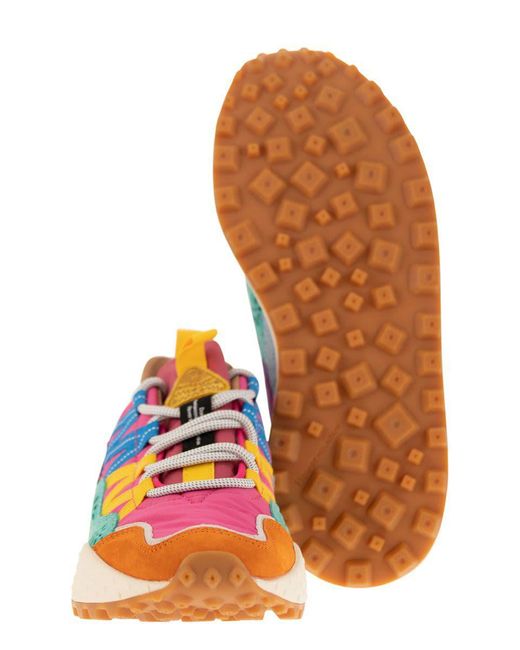 Flower Mountain Orange Washi - Sneakers In Suede And Technical Fabric
