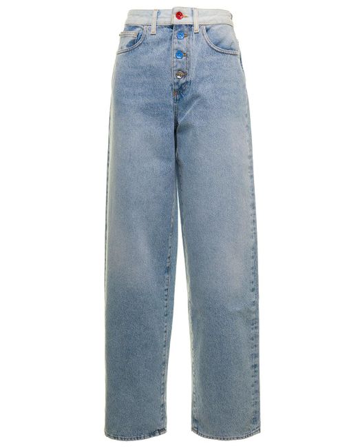 Off-White c/o Virgil Abloh Off White Woman's Baggy Denim Jeans With ...