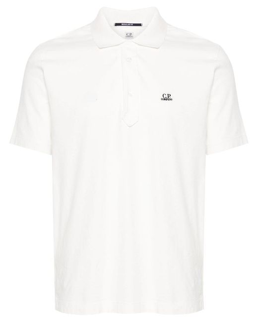 C P Company White 1020 Jersey Polo Shirt for men