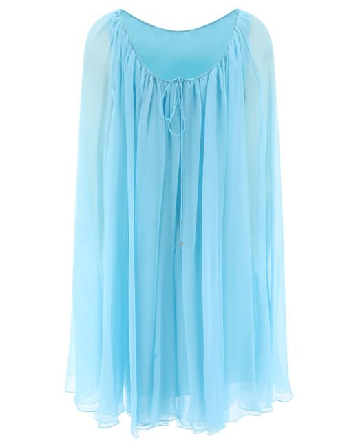 Max Mara Pianoforte Blue Silk Chiffon Flared Dress