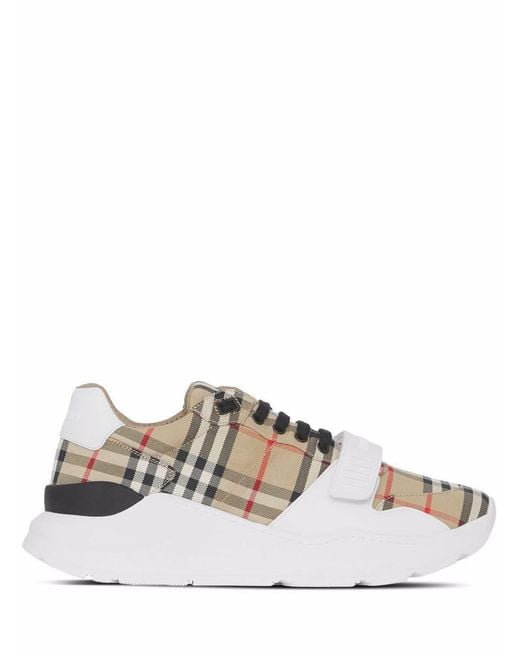 Burberry Brown Check Cotton New Regis Trainers