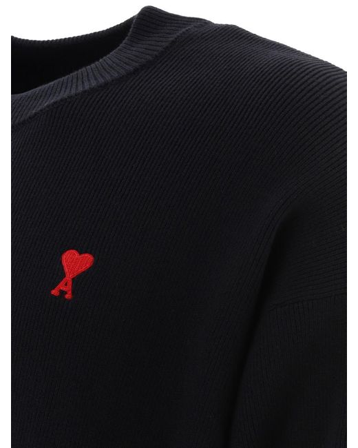 AMI Black "Ami De Coeur" Sweater for men