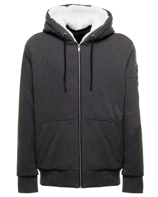 Moose Knuckles Classic Bunny Cotton Hoodie Man in Grey (Gray) for Men ...