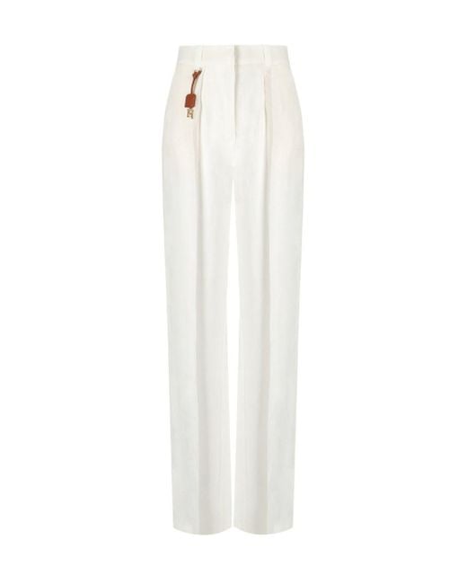 Elisabetta Franchi White Ivory Trousers With Charm