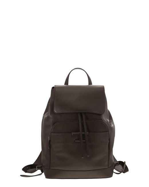 Tod's Black T Timeless Medium Leather Backpack for men