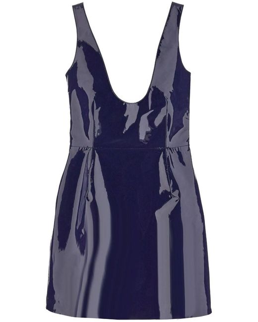 Ferragamo Blue Patent Leather Mini Dress