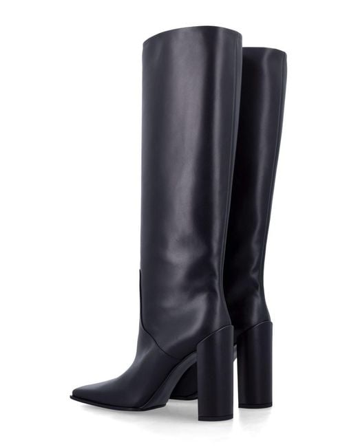 Alaïa Blue Leather Knee-High Boots