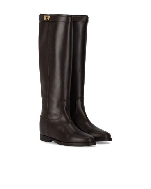Via Roma 15 Black Santa Monica Dark High Boot With Padlock