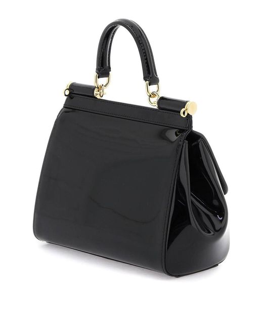 Dolce & Gabbana Black Patent Leather 'sicily' Handbag