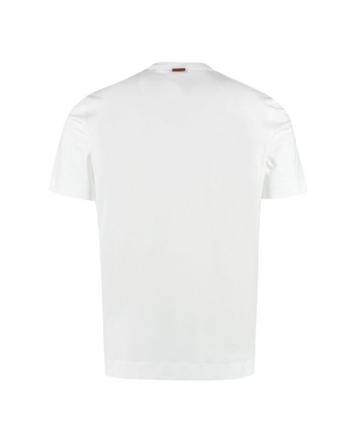 Zegna White Logo Cotton T-shirt for men
