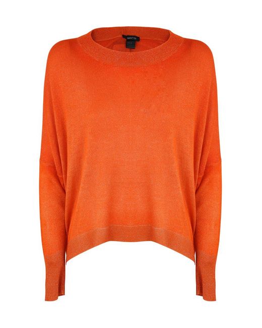 Avant Toi Orange Over Round Neck Viscose Lurex Pullover Clothing