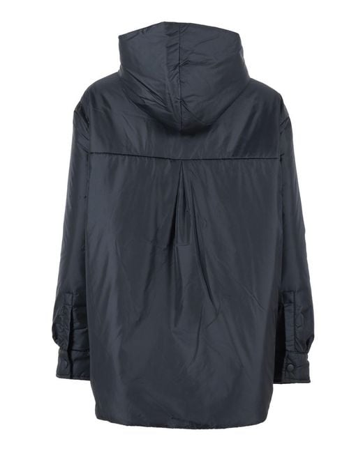 Aspesi Blue Hooded Jacket With Snap Button Closure