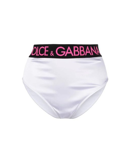 Dolce & Gabbana White Logo-waistband Satin Briefs