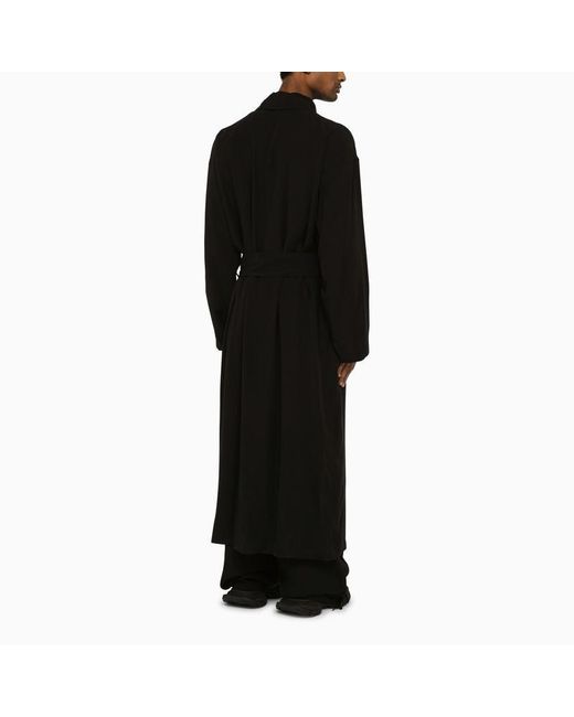 Balenciaga Black Single Breasted Belted Coat for men
